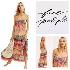 Free People Beige Multi Boho Maxi Dress